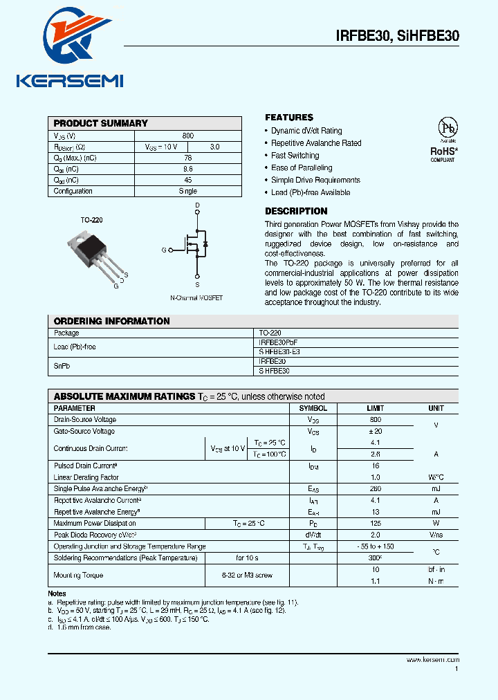 IRFBE30_7394293.PDF Datasheet