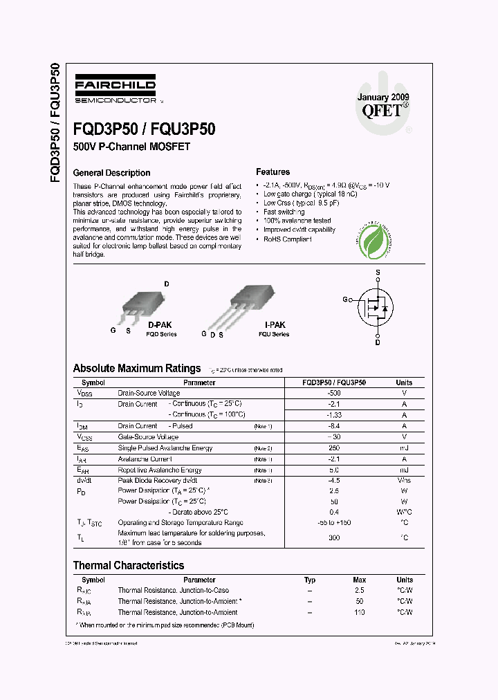 FQD3P5009_7454479.PDF Datasheet