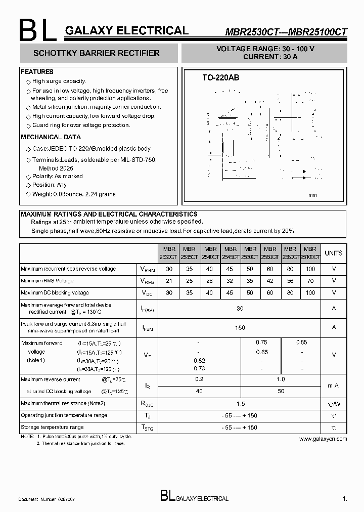 MBR2580CT_7461903.PDF Datasheet