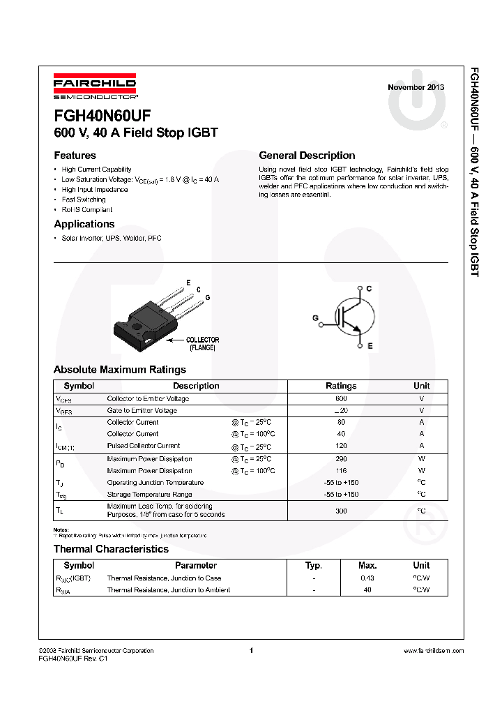 FGH40N60UF_7493791.PDF Datasheet