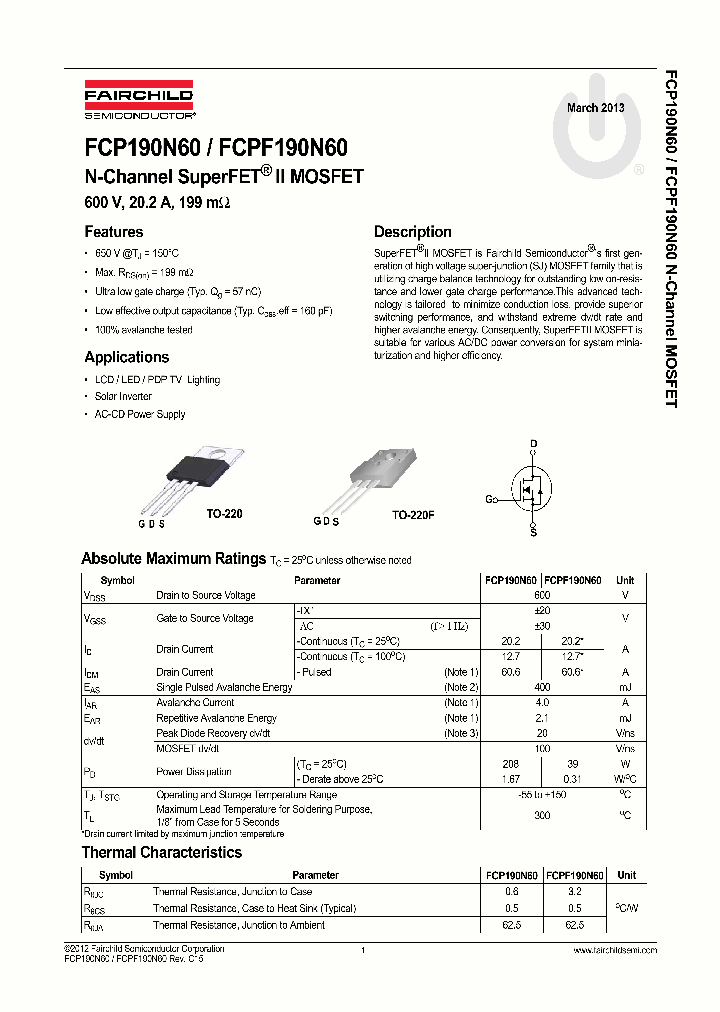 FCP190N6013_7494718.PDF Datasheet