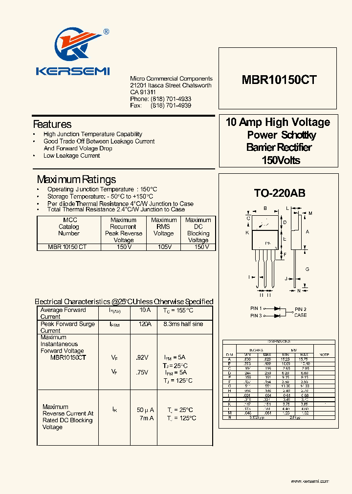 MBR10150CT_7576485.PDF Datasheet