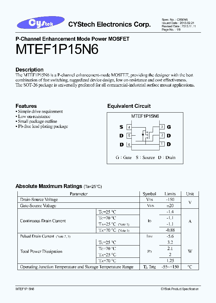 MTEF1P15N6_7590143.PDF Datasheet