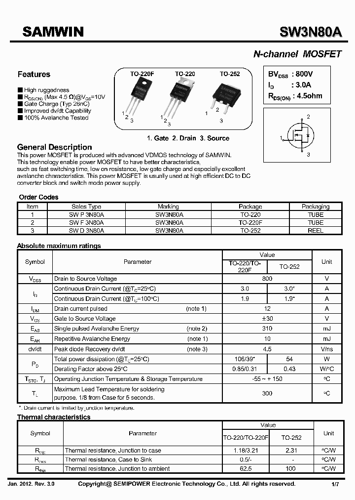 SWF3N80A_7594427.PDF Datasheet