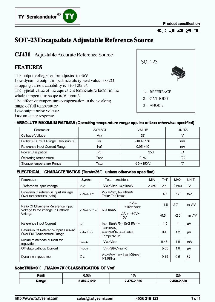 CJ431-SOT23_7602198.PDF Datasheet