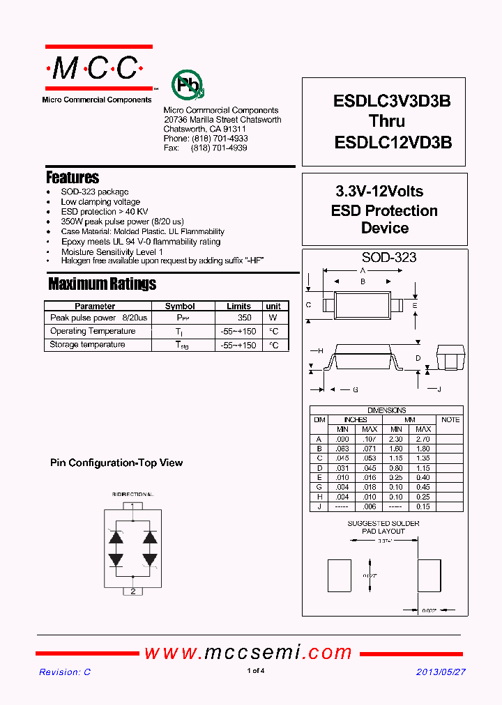 ESDLC3V3D3B_7615192.PDF Datasheet