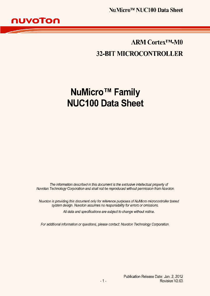 NUC100RE3AN_7621645.PDF Datasheet