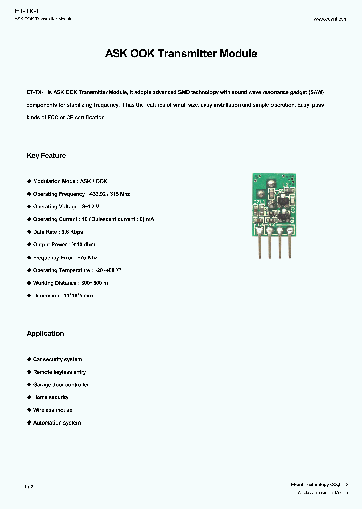 ET-TX-1_7631120.PDF Datasheet
