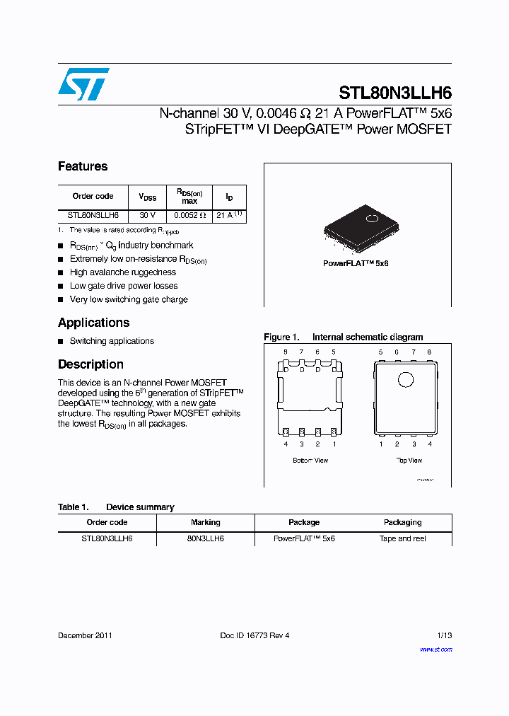 STL80N3LLH6_7633029.PDF Datasheet