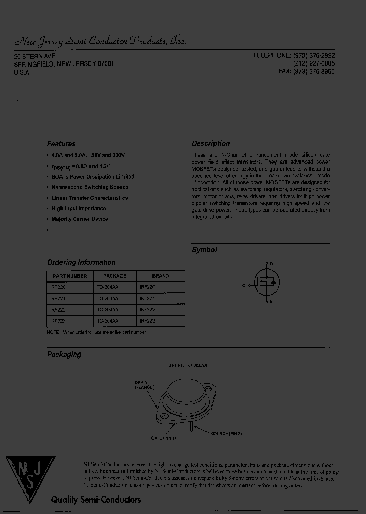 IRF220_7643249.PDF Datasheet