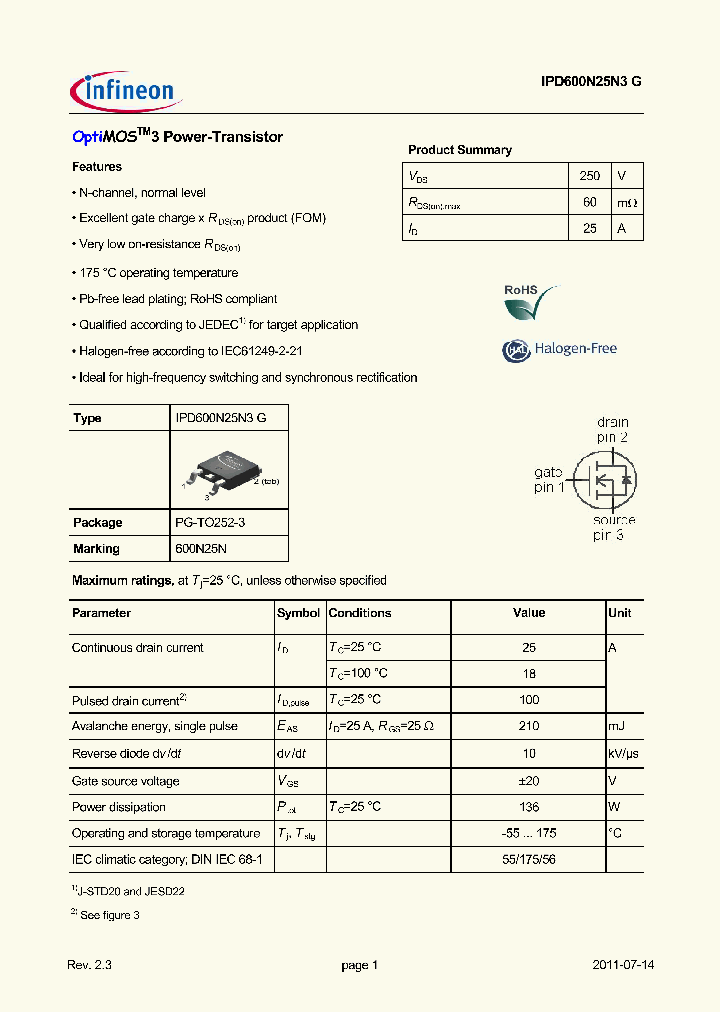 IPD600N25N3G_7644964.PDF Datasheet