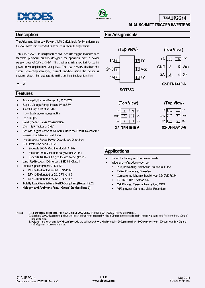 74AUP2G14FW3-7_7651235.PDF Datasheet