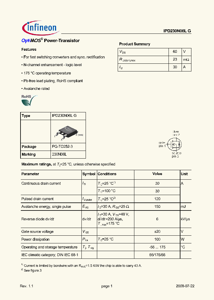 IPD230N06LG_7666882.PDF Datasheet