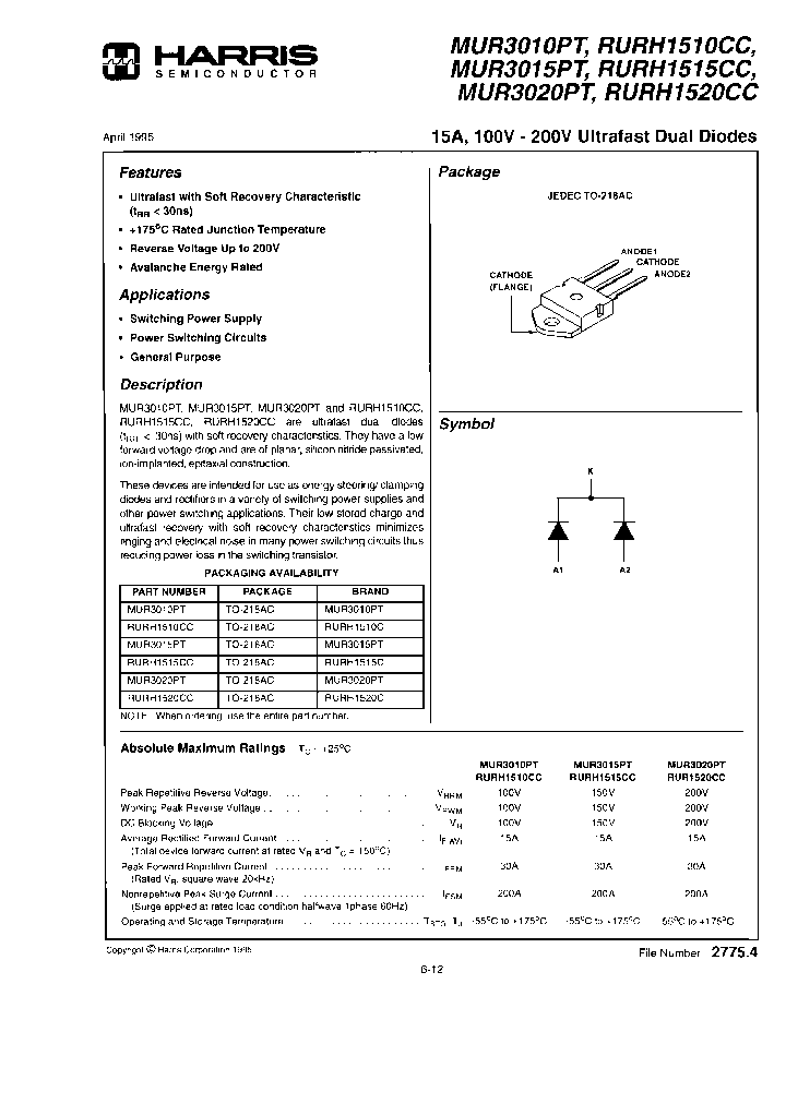 MUR3010PT_7674440.PDF Datasheet