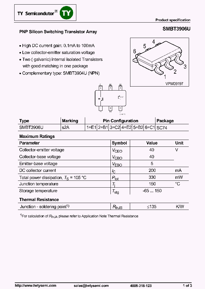 SMBT3906U_7679732.PDF Datasheet