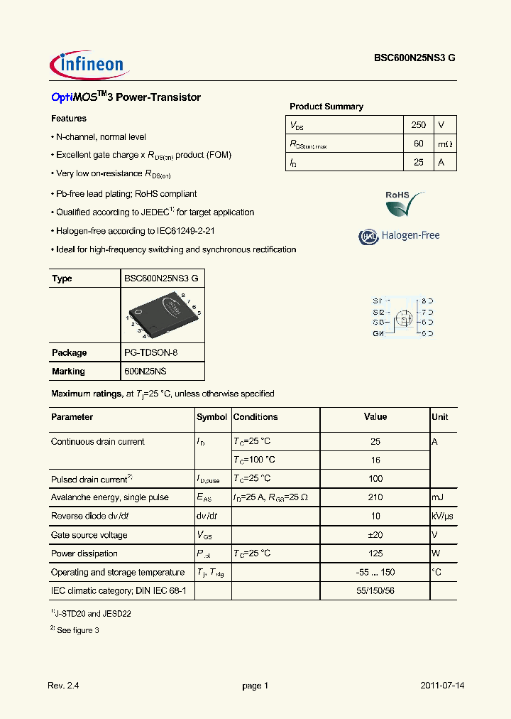 BSC600N25NS3G_7684235.PDF Datasheet