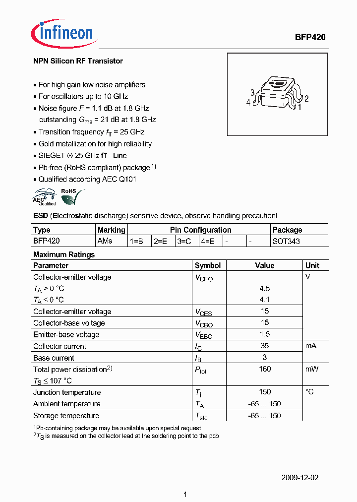 BFP420H6327_7697452.PDF Datasheet