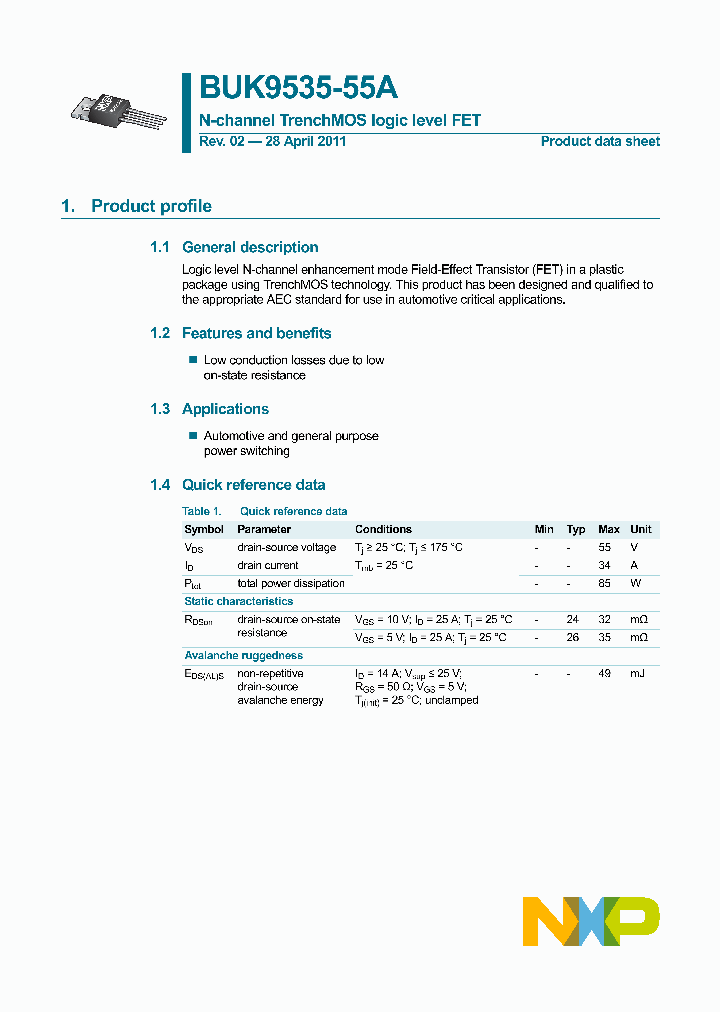 BUK9535-55A_7700152.PDF Datasheet