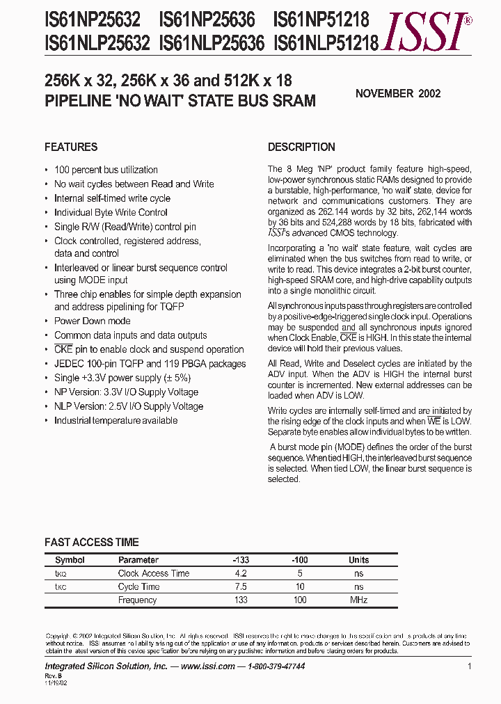 IS61NP25632-100TQ_7706850.PDF Datasheet