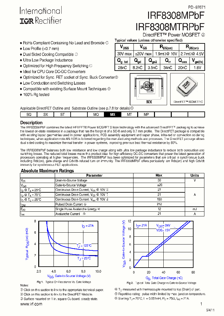 IRF8308MPBF_7713329.PDF Datasheet