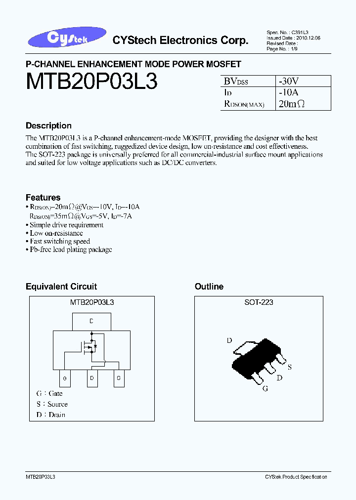 MTB20P03L3_7725310.PDF Datasheet