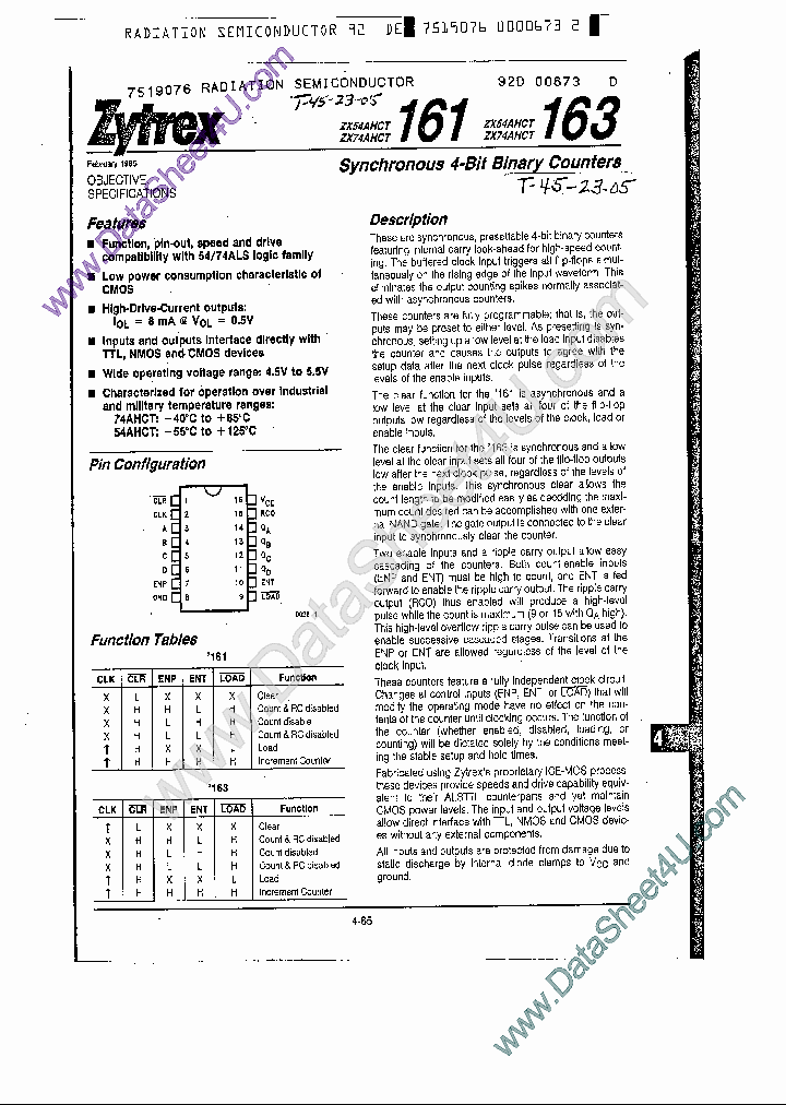 ZX74HCT163_7730199.PDF Datasheet