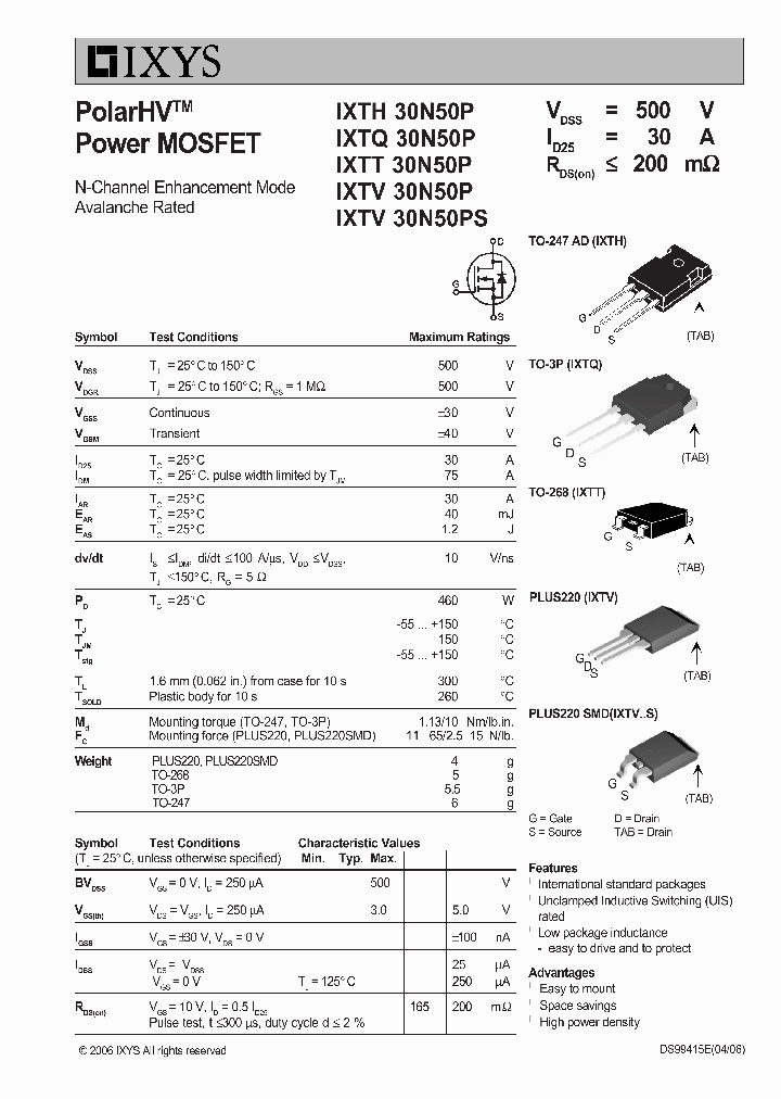 IXTT30N50P_7731249.PDF Datasheet