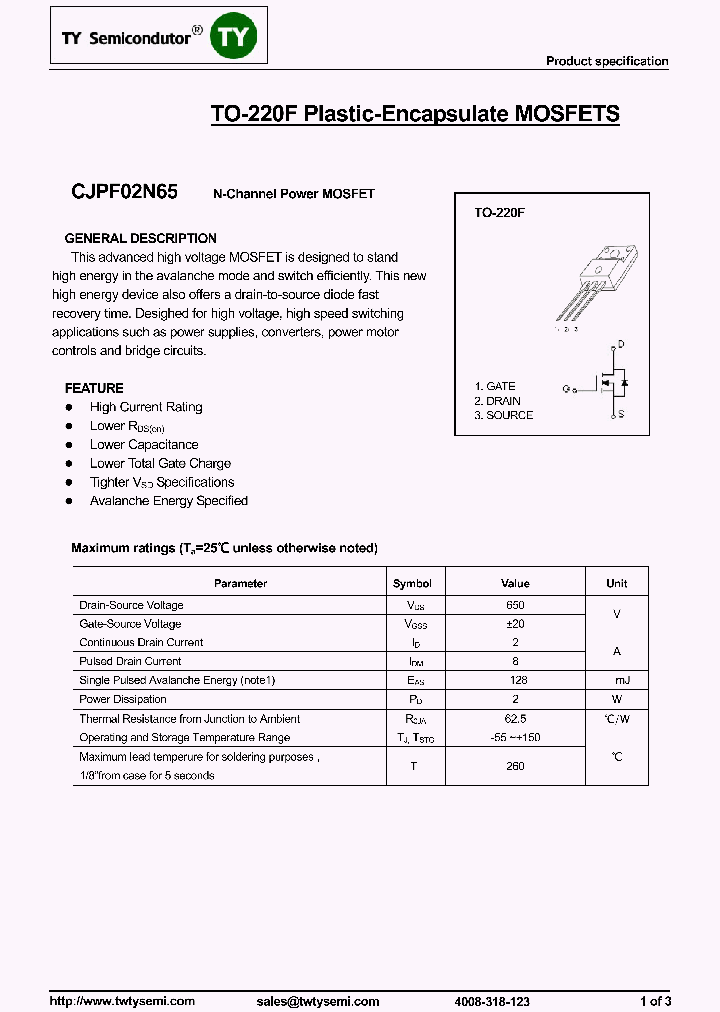 CJPF02N65_7778418.PDF Datasheet