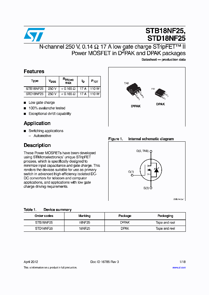 STB18NF25_7778715.PDF Datasheet