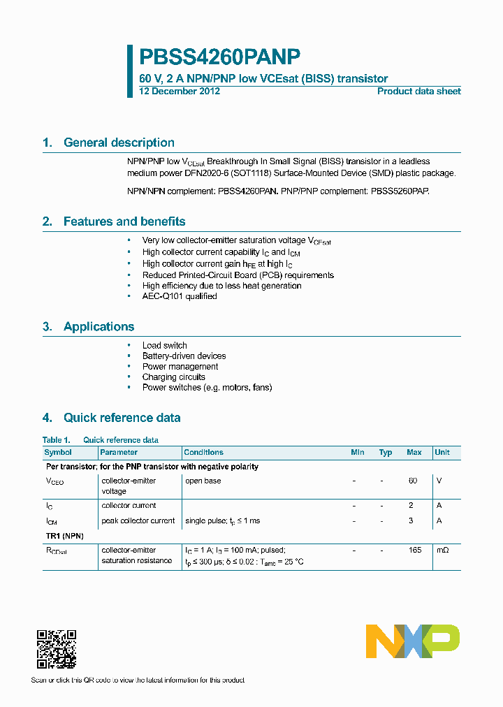 PBSS4260PANP_7805043.PDF Datasheet