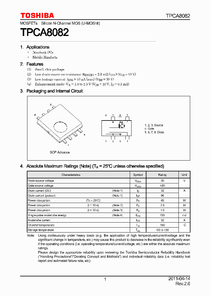TPCA8082_7796582.PDF Datasheet