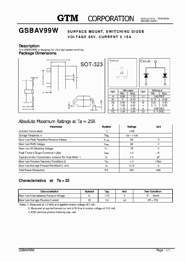 GSBAV99W_7793318.PDF Datasheet