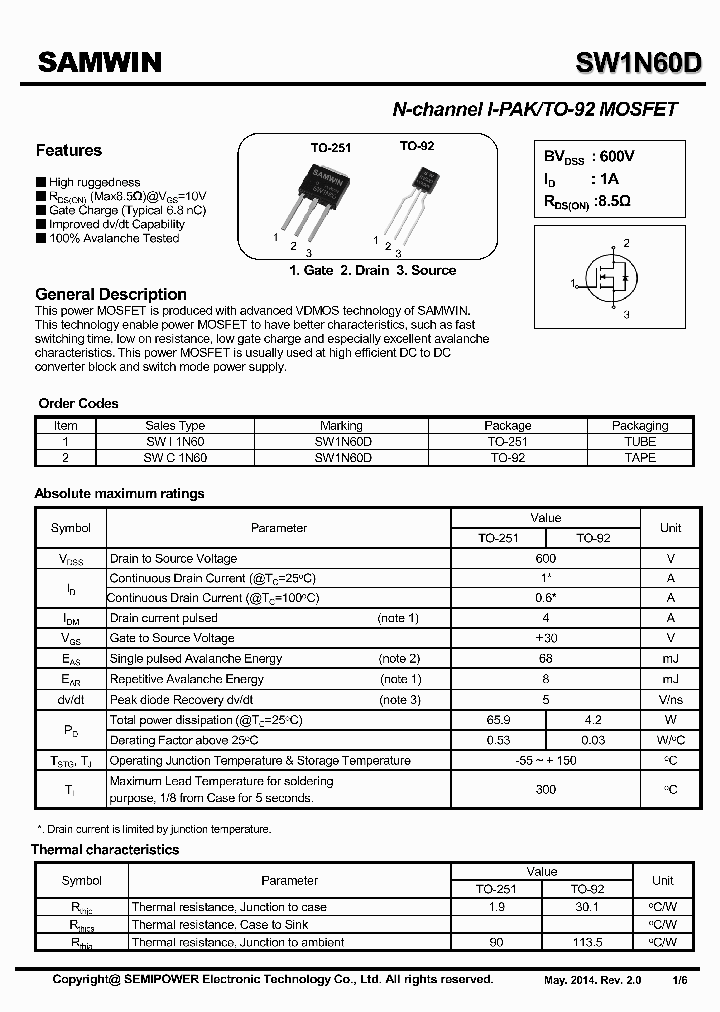 SW1N60D_7868948.PDF Datasheet