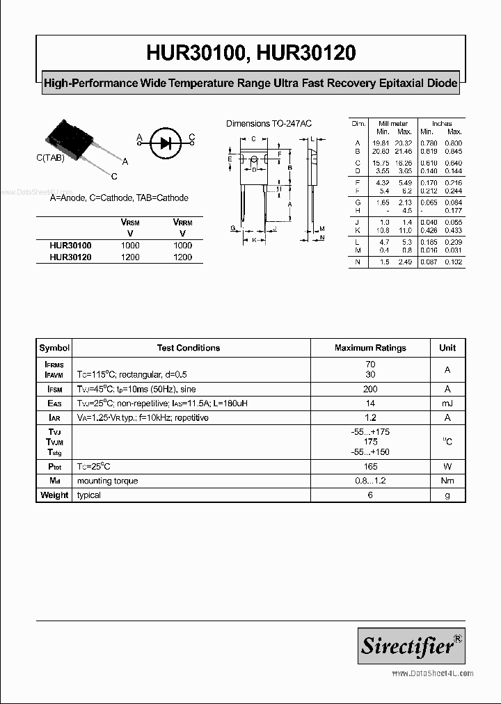HUR30100_7773728.PDF Datasheet