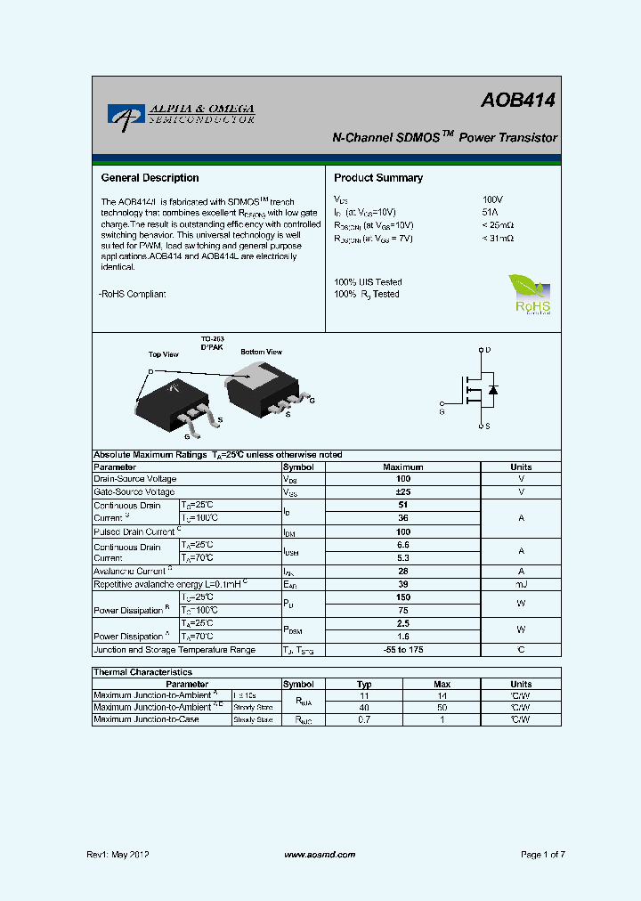 AOB414_7883310.PDF Datasheet