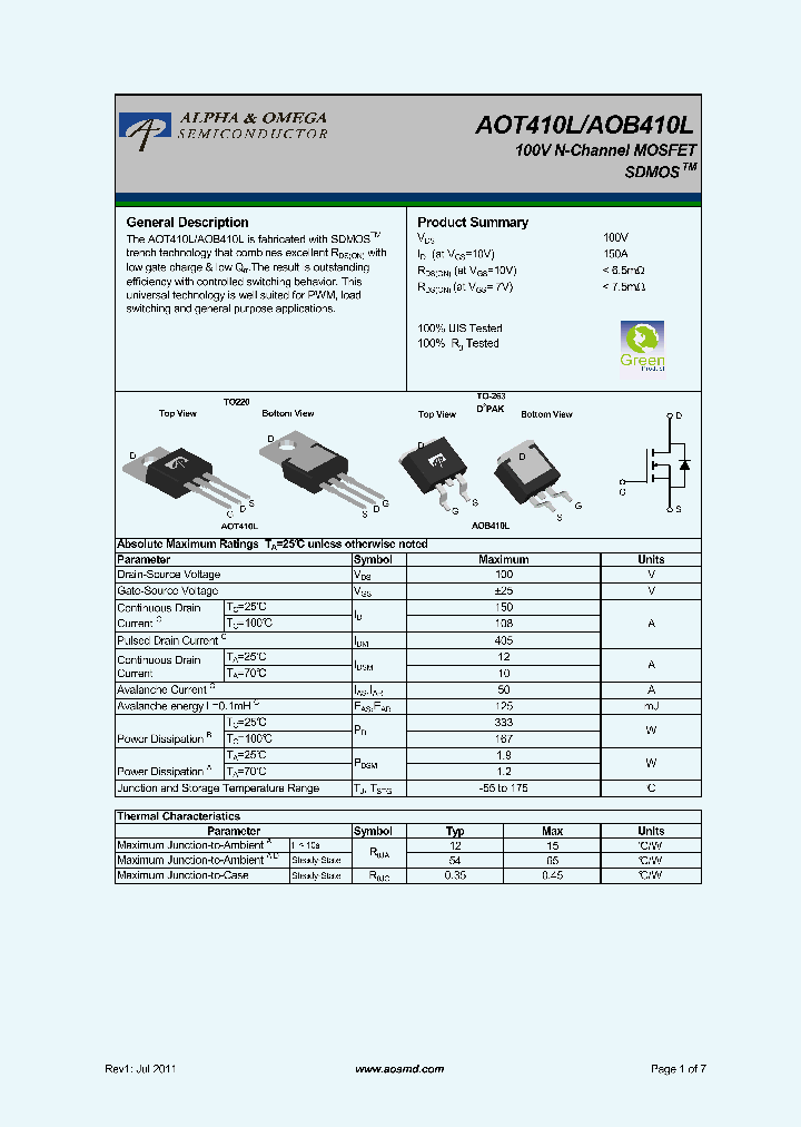 AOB410L_7883307.PDF Datasheet