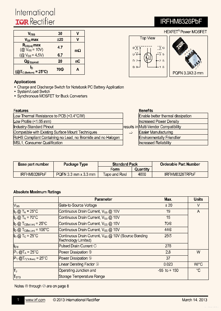 IRFHM8326PBF_7782548.PDF Datasheet