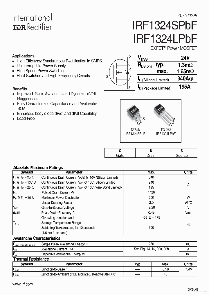 IRF1324SPBF_7781008.PDF Datasheet