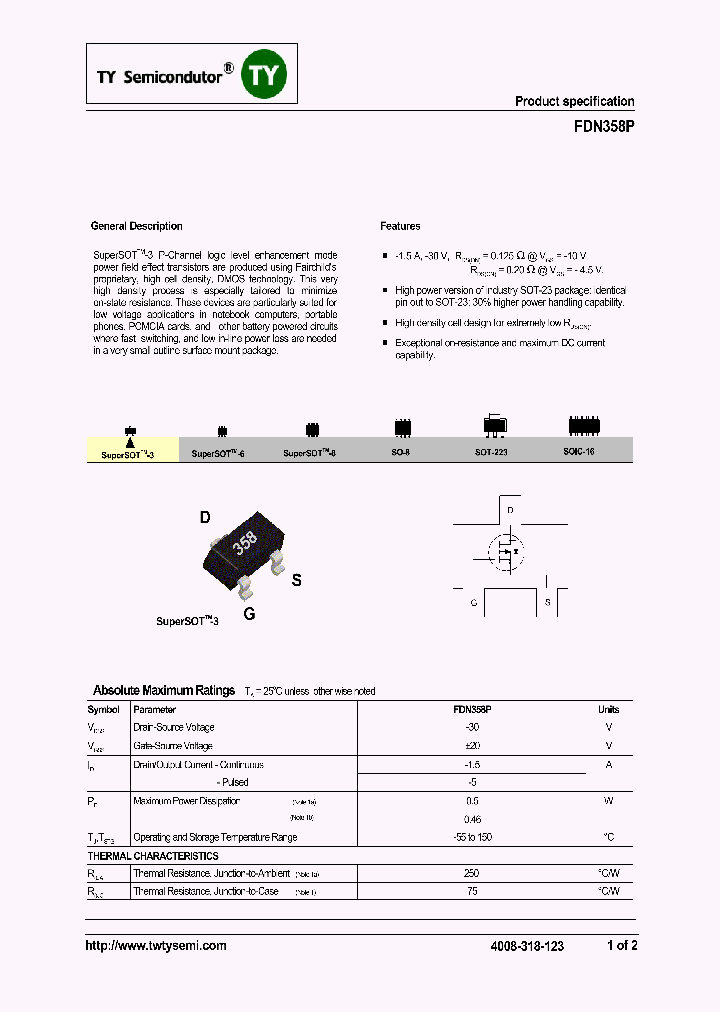 FDN358P_7907886.PDF Datasheet