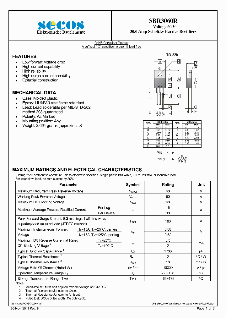 SBR3060R11_7919413.PDF Datasheet