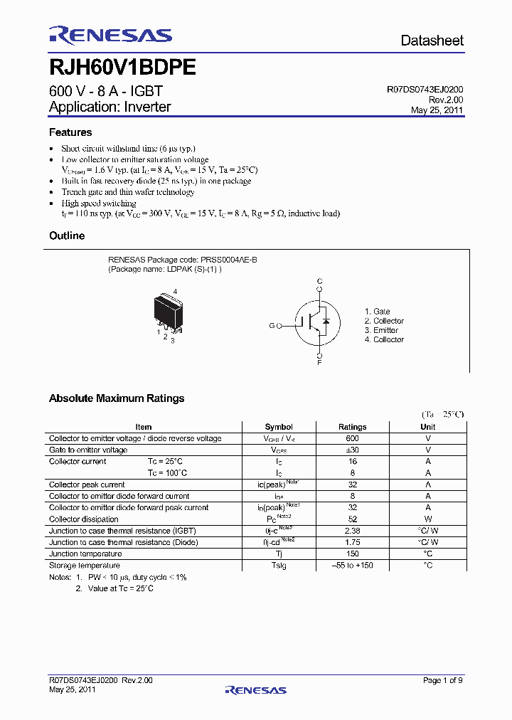 RJH60V1BDPE_7949697.PDF Datasheet