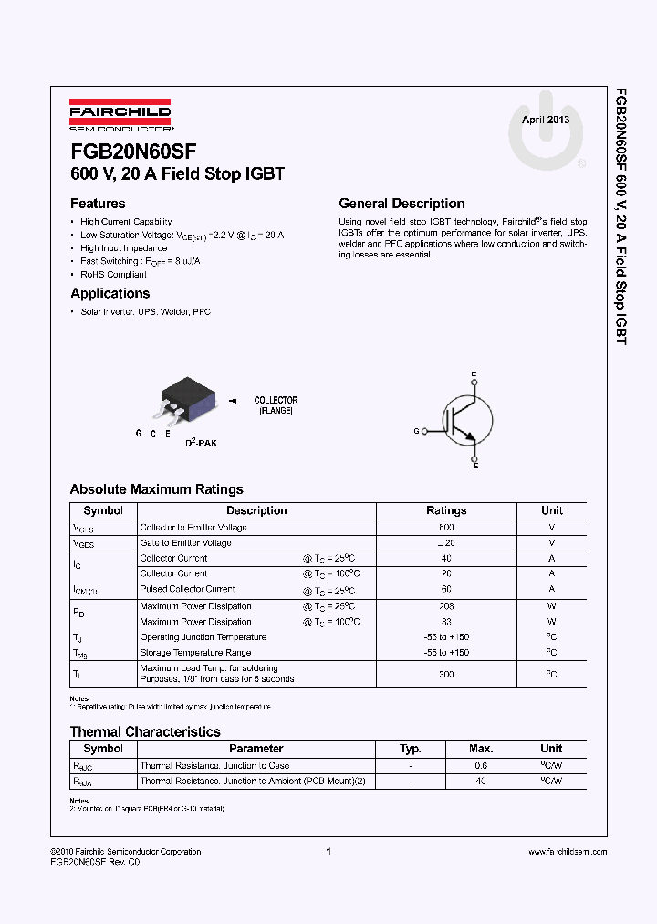 FGB20N60SF_7958576.PDF Datasheet