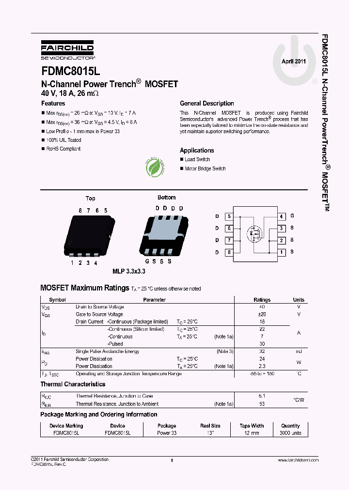 FDMC8015L_7961635.PDF Datasheet