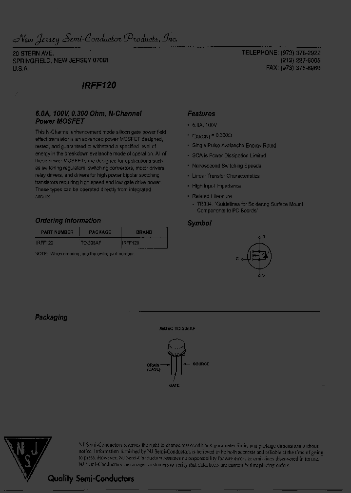 IRFF120_7964527.PDF Datasheet