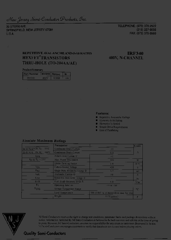 IRF340_7968895.PDF Datasheet