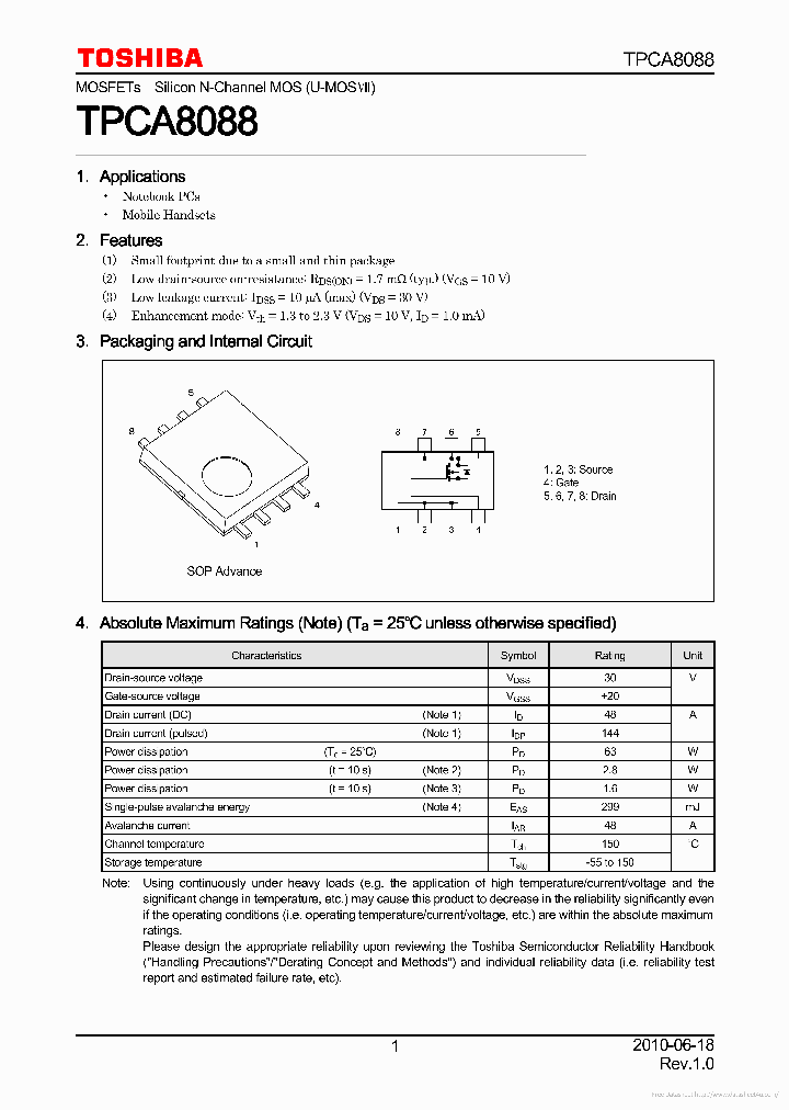 TPCA8088_7796443.PDF Datasheet