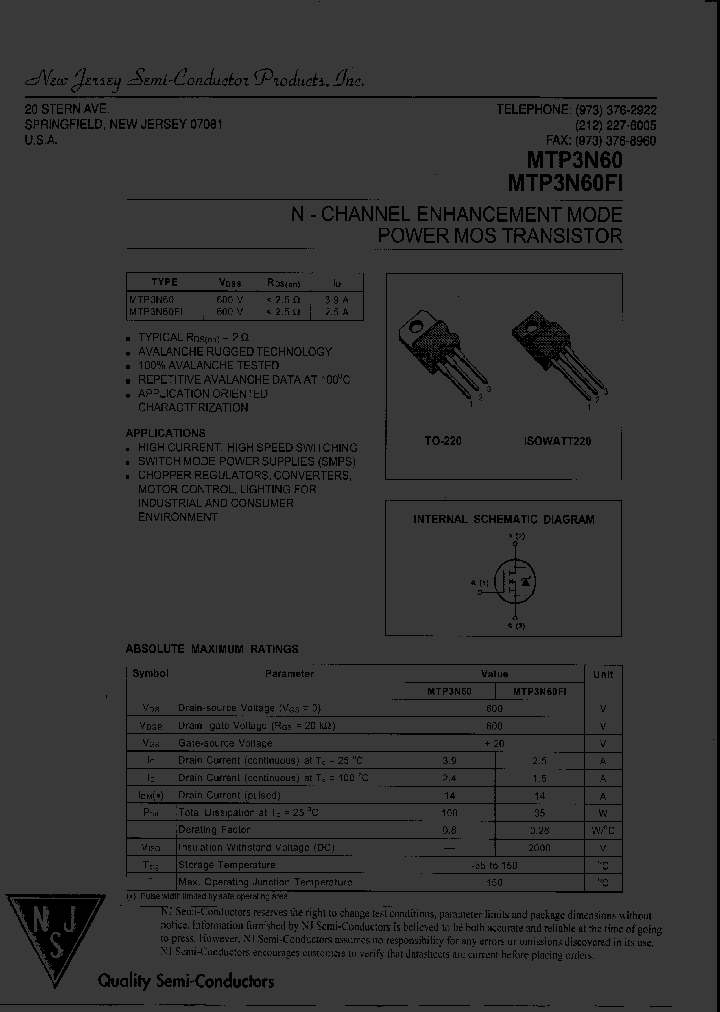 MTP3N60FI_8008464.PDF Datasheet