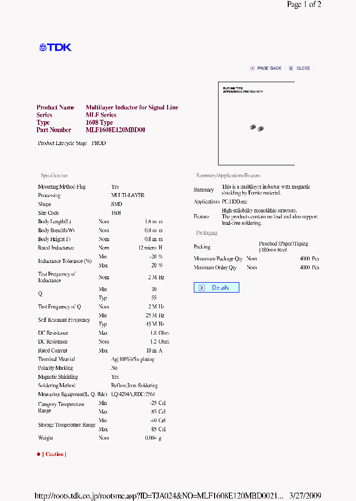 MLF1608E120MBD00_8008916.PDF Datasheet