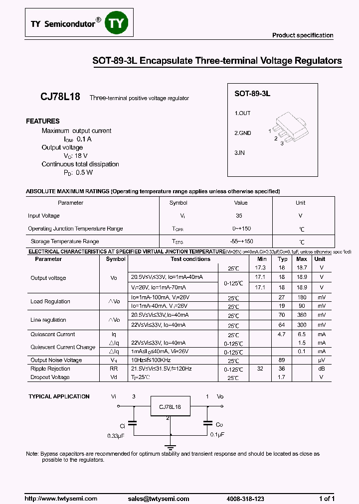 CJ78L18-SOT89-3L_8013338.PDF Datasheet