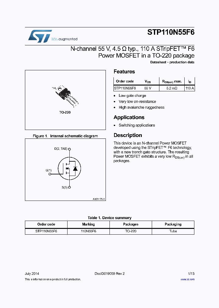 STP110N55F6_8023168.PDF Datasheet